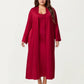 Plus Size 2-Piece Satin Nightgown Set with Long Sleeve Open Front Robe Sleeveless Slip Dress Sleepwear