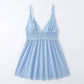 Lace Babydoll Chemise with V Neck Ribbon Bow and Flowy Skirt