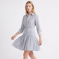 Striped Long Sleeve Collared Shirt Dress with Drop Waist