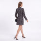 Floral Print Mini Dress V Neck Ruched Long Sleeve A Line Dress