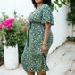 Plus Size Green and Pink Flared Tunic Floral Print Dress