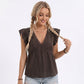 Lace Trim Flutter Sleeve Babydoll Blouse