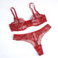 Polka Dot Sheer Mesh Underwire Bra and Panty Two Piece Lingerie Set