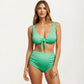 Tie-Front Maternity Bikini Set with High-Waisted Bottoms and Ribbed Texture