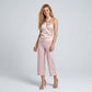 Foldover Waistband Cropped Wide-Leg Trousers