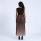 Sleeveless High Neck Pleated Ombre A-Line Maxi Dress with Flowy Skirt