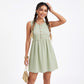 Button Front Mini Dress Sleeveless Babydoll A Line Dress