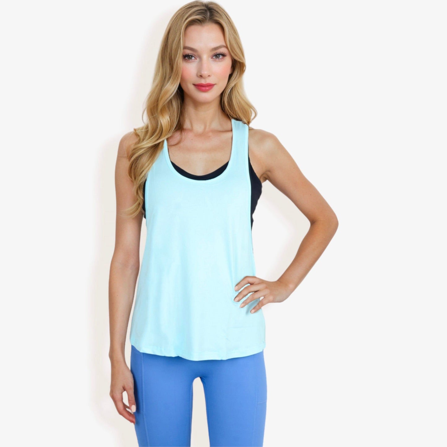 Relaxed Fit Racerback Tank Top with Scoop Neckline