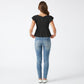 Square Neck Peplum Top with Ruffle Sleeves and Front Tie Detail