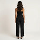Sleeveless Polka Dot Wide Leg Jumpsuit with Spaghetti Straps Smocked Bodice Relaxed Fit