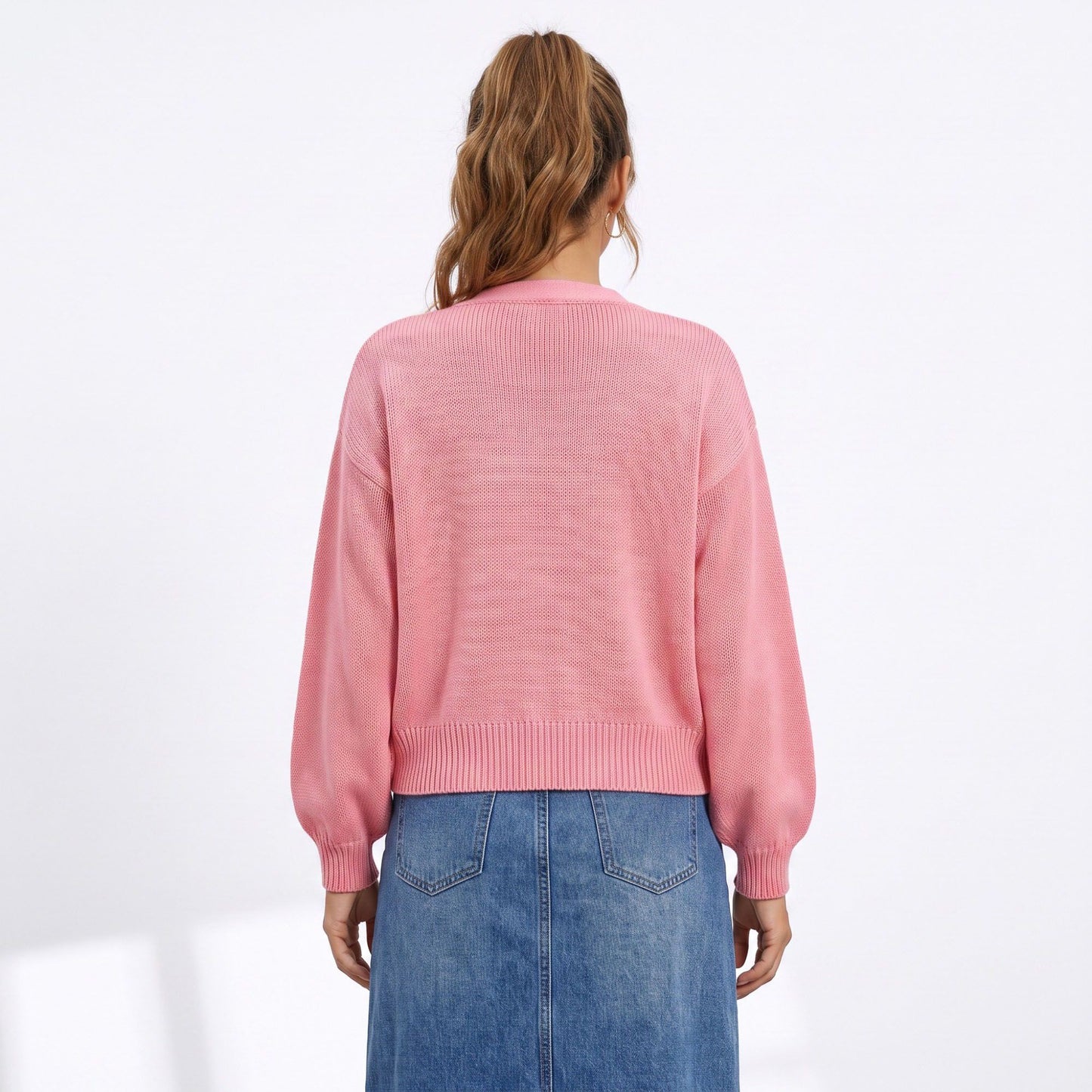 Bow Detail Open Front Knit Cardigan Sweater