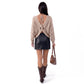 V-Neck Open-Back Tie Long Sleeve Knit Sweater