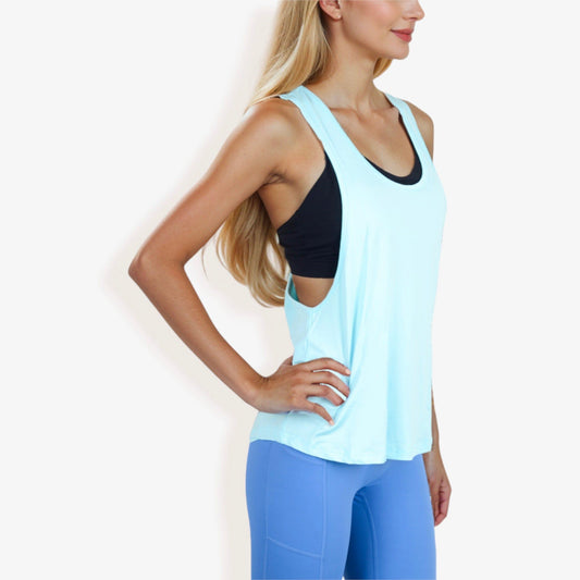 Relaxed Fit Racerback Tank Top with Scoop Neckline