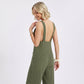 Button Front Jumpsuit Sleeveless Wide Leg Utility Pocket Outfit