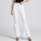 High Rise Flare Pants Button Front Stretch Wide Leg Hem Pants