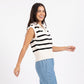 Striped Quarter Zip Sleeveless Sweater Vest