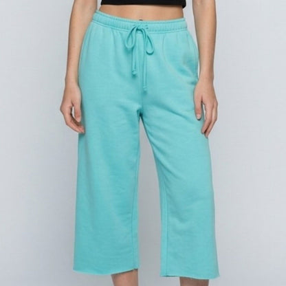 Drawstring Waistband Cropped Wide-Leg Trousers