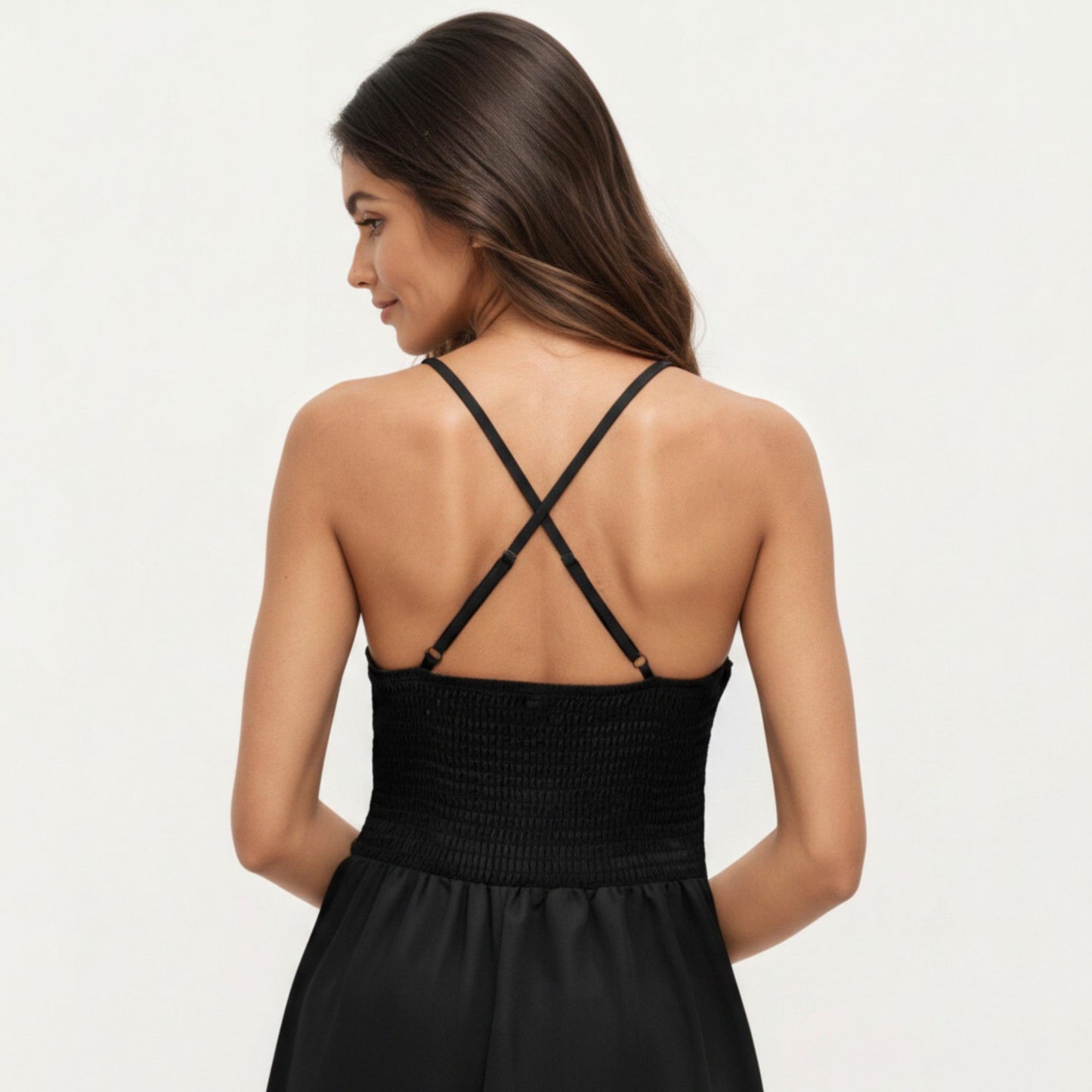 Sleeveless Maxi Dress with Cutout Front and Smocked Back