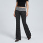 Striped Contrast Foldover Waistband Polka Dot Full-Length Wide-Leg Trousers