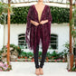 Semi Sheer Boho Sequin Fringe Sparkle Drop Shoulder Shrug