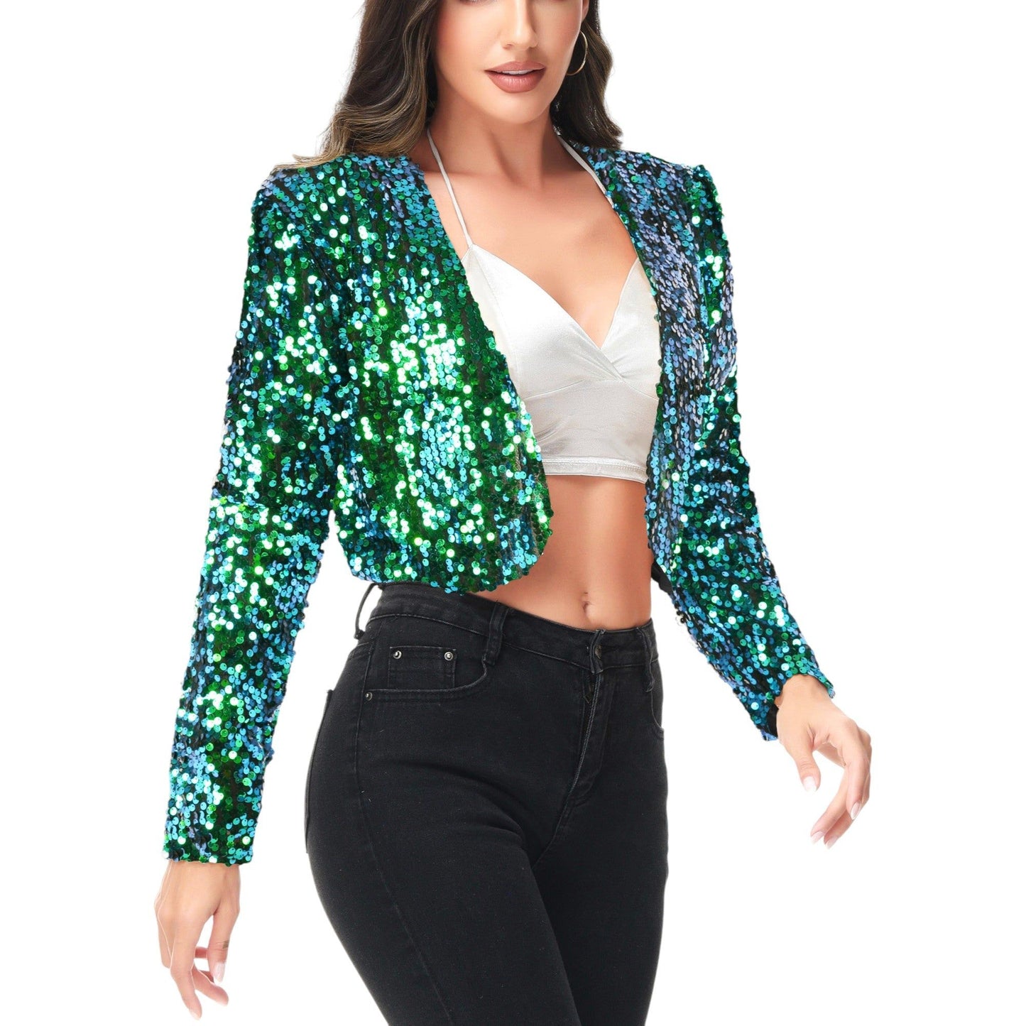 Sequin Bedazzled Long Sleeve Bolero