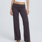 Foldover Waistband Full-Length Wide-Leg Trousers