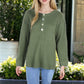 Contrast Half Button Henley Down Long Sleeve Sweater