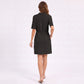 Waffle Knit Collared V-Neck Drawstring Short Dress