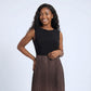 Sleeveless High Neck Pleated Ombre A-Line Maxi Dress with Flowy Skirt