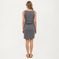 Sleeveless Tank Dress with Scoop Neck Adjustable Drawstring Waist Fitted Casual Mini Dress