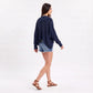 Open-Front Dolman Sleeve Draped Knit Cardigan