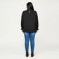 Plus Size Long Sleeve High Neck Pullover Blouse with Textured Sheer Yoke and Gathered Cuffs
