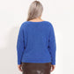 Plus Size Boat Neck Dolman Sleeve Pullover Sweater
