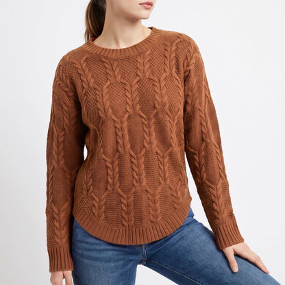 Cable Knit Crewneck Pullover Sweater