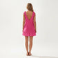 Sleeveless Swim Cover Up Dress with Tie Shoulder Straps and Ruffle Hem Detail