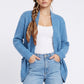 Open Front Ribbed Knit Cardigan with Pockets