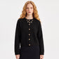 Gold Button Crewneck Cardigan Sweater