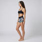 2 Piece Ruched Bikini Top and Swim Shorts Set