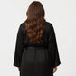 Plus Size 2-Piece Satin Nightgown Set with Long Sleeve Open Front Robe Sleeveless Slip Dress Sleepwear