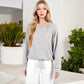 Drawstring Hem Ribbed Hoodie with Long Sleeves Relaxed Fit