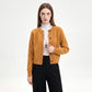 Cropped Crewneck Button-Front Cardigan Sweater