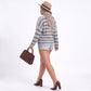 Plus Size Striped Crewneck Button Shoulder Sweater