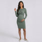 Maternity Ribbed Long Sleeve Bodycon Dress with Front Twist Detail