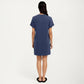 Short Sleeve V Neck Shift Dress with Button Detail Relaxed Fit Casual Tunic Dress