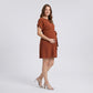 Maternity Short Sleeve Dress with Tie Waist and Relaxed A-Line Fit