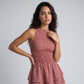 Gingham Sleeveless Smocked Mini Dress with Tiered Ruffle Skirt
