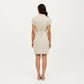 Short Sleeve Button Front Shirt Dress with Collared Neckline and Adjustable Waist Tie