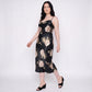 Plus Size Floral Print Satin-Like Cowl Neck Midi Nightgown with Slim Straps and Relaxed Slip Fit