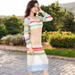 Multicolor Striped Off-Shoulder Knit Dress