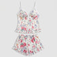 Floral Satin Ruffle Cami and Shorts Lingerie Set